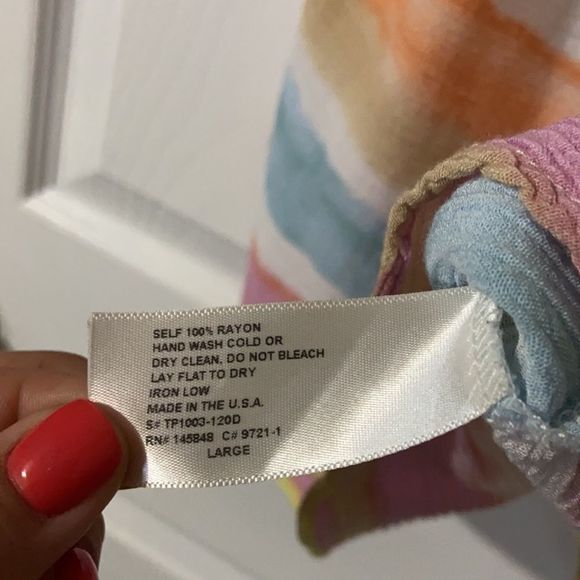 Everly Multicolor Pastel Tie Shoulder Top - Picture 6 of 7